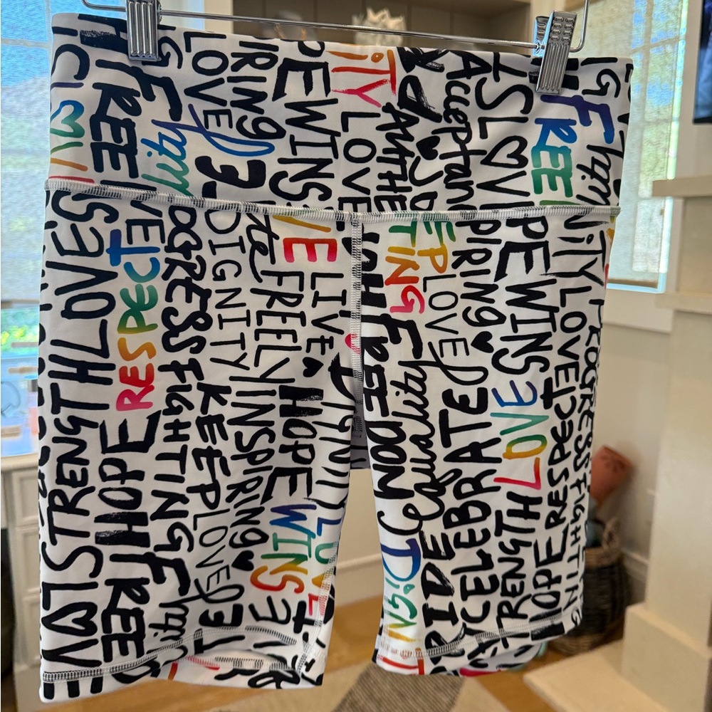 Athleta Elation Train Shorts Pride print.
